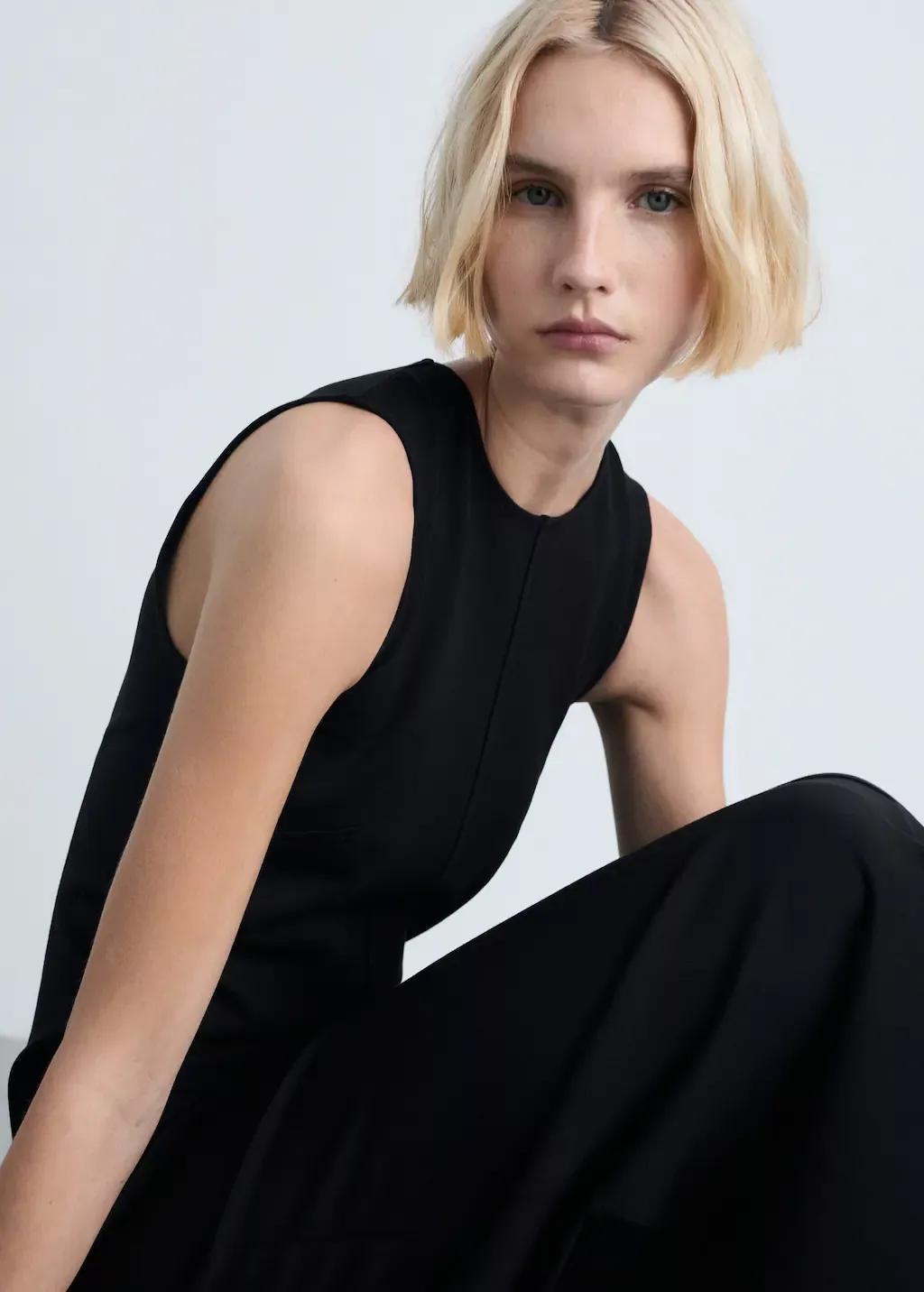 Black Flared Midi-Dress, , large image number 1