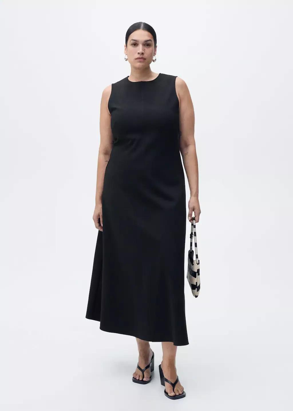 Black Flared Midi-Dress, , large image number 4