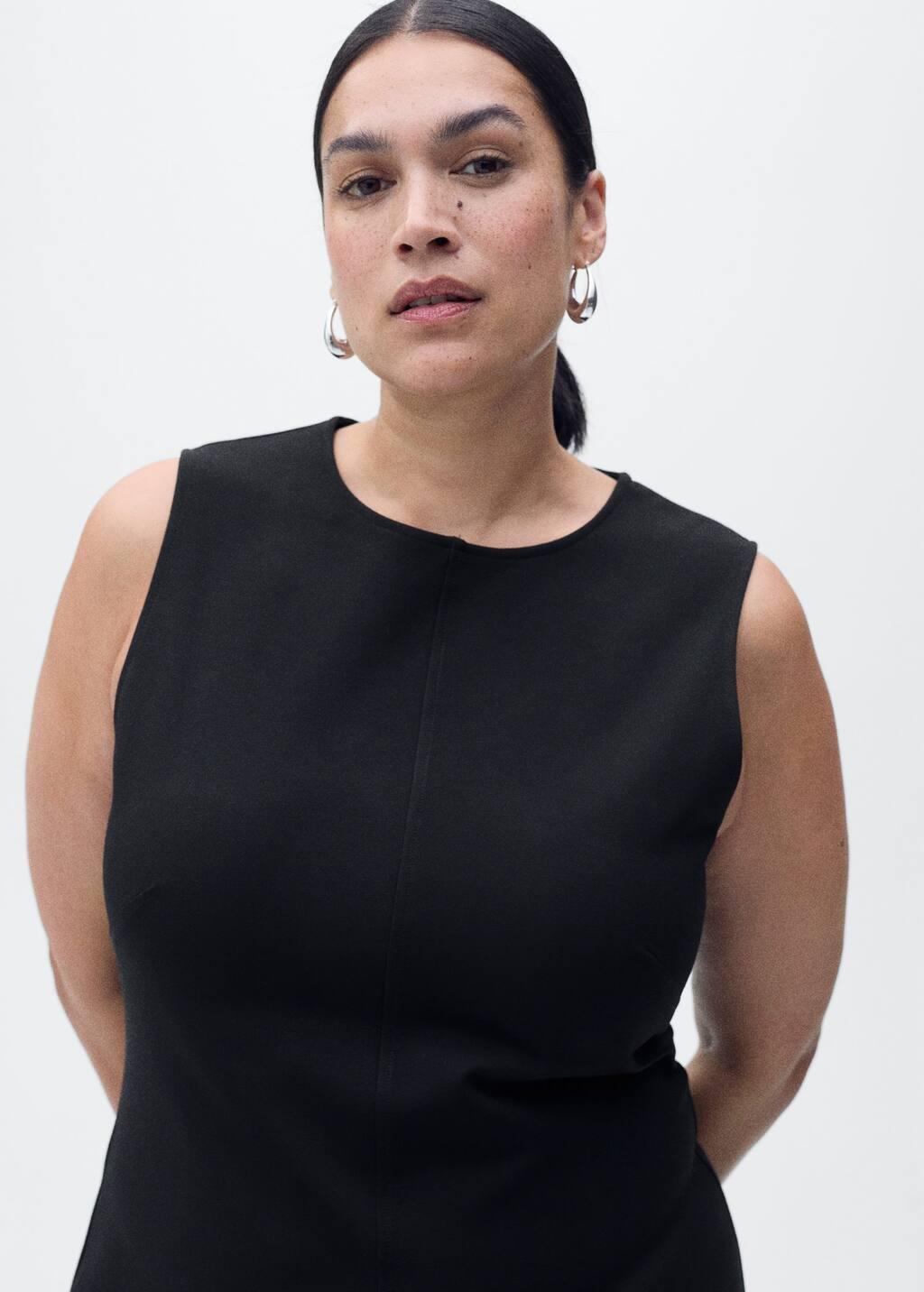 Black Flared Midi-Dress, , large image number 7