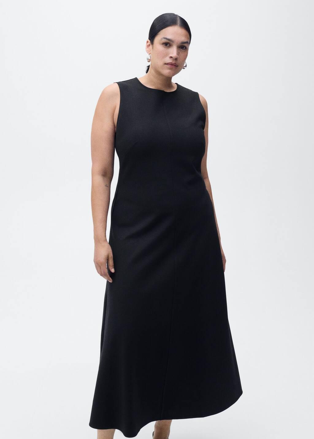 Black Flared Midi-Dress, , large image number 8