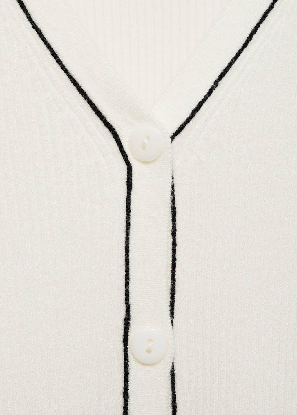 Beige V-Neck Knitted Cardigan, , large image number 2