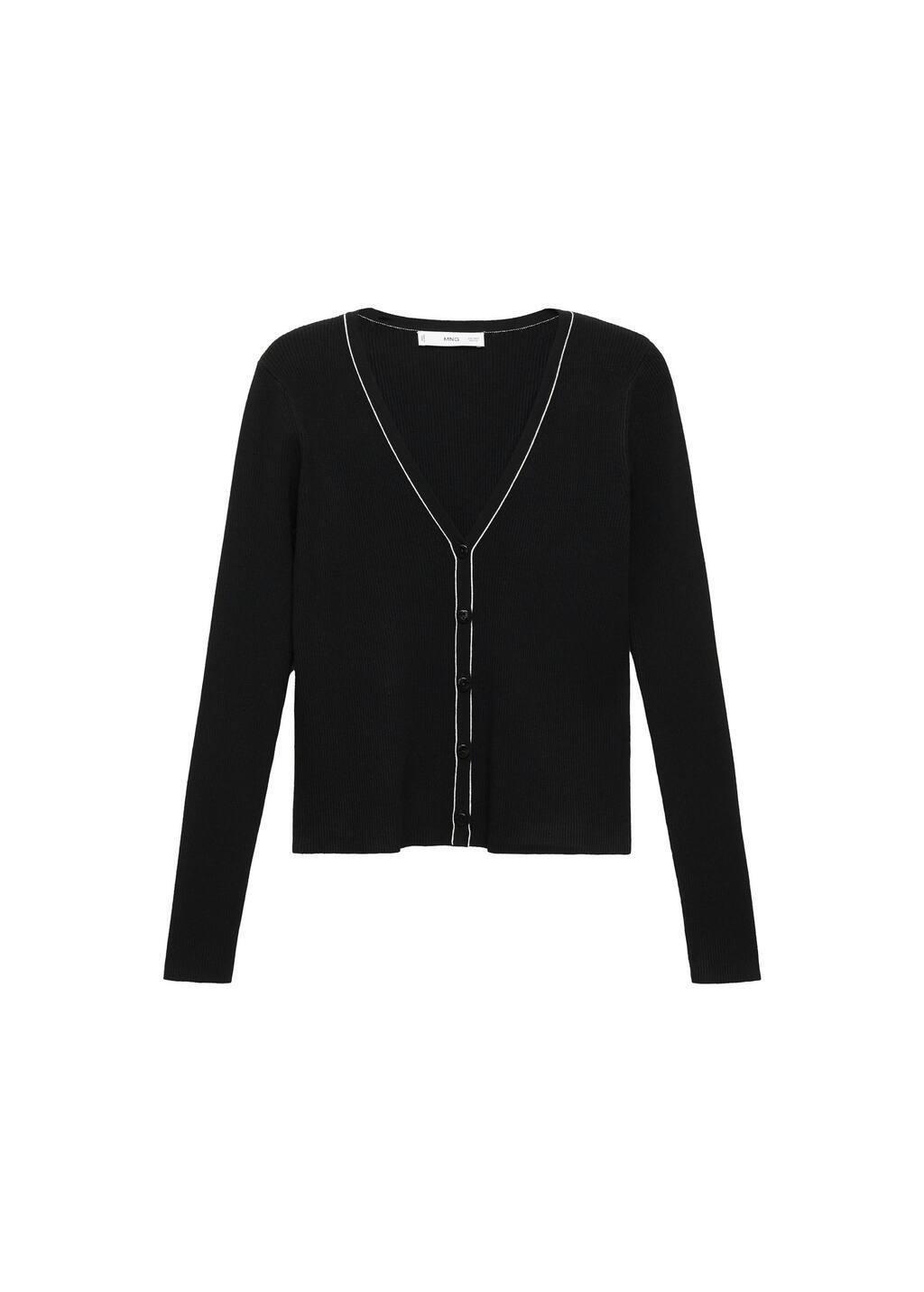 Black V-Neck Knitted Cardigan, , large image number 3