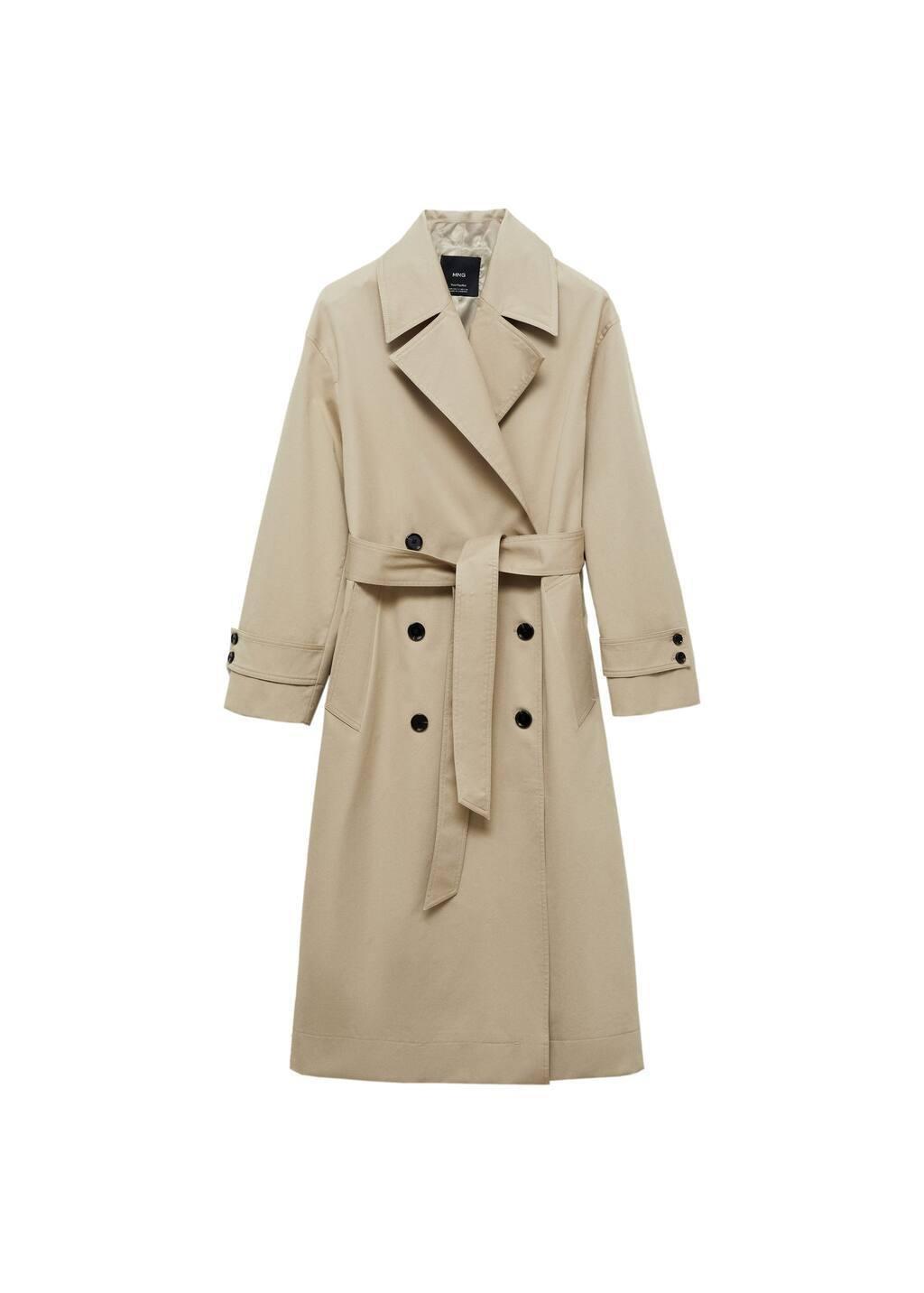 Khaki Long Oversized Double-Breasted Trench Coat, , large image number 3