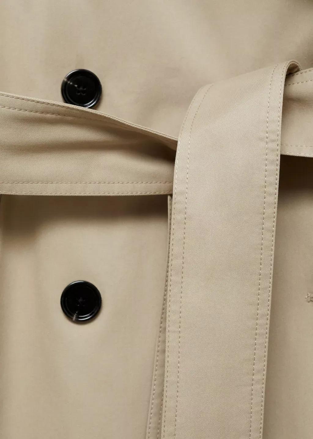 Khaki Long Oversized Double-Breasted Trench Coat, , large image number 8