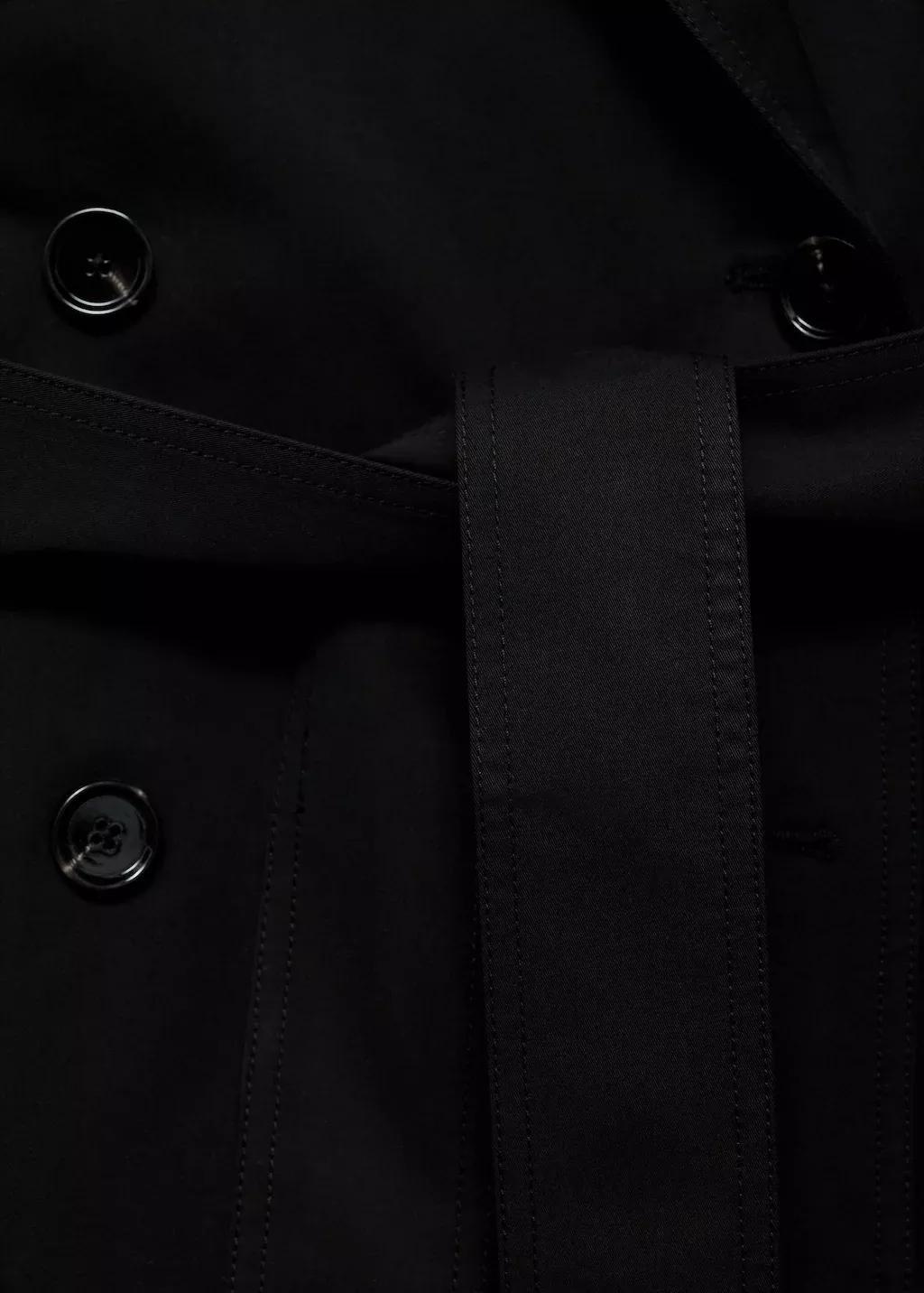 Black Long Oversized Double-Breasted Trench Coat, , large image number 8
