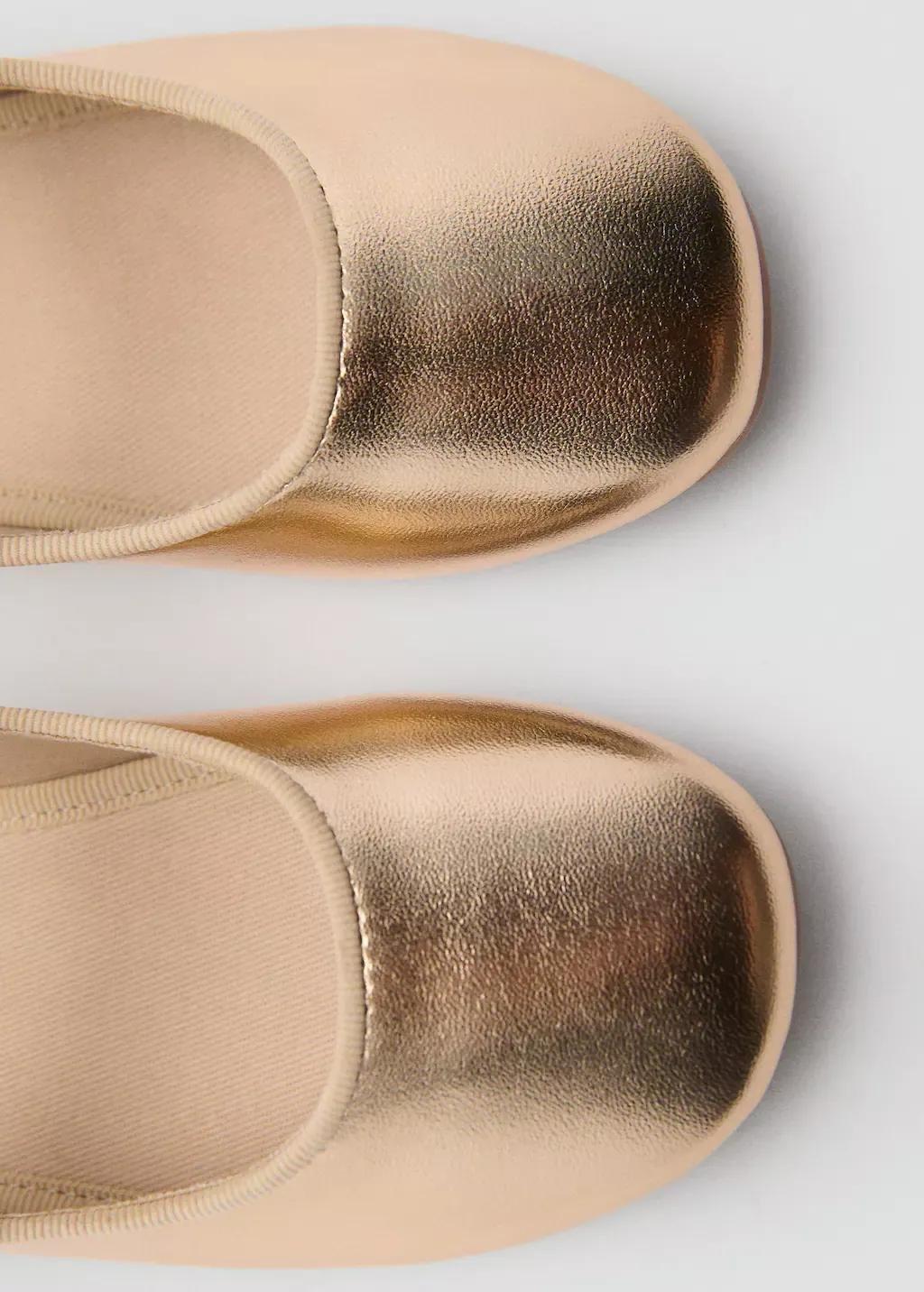 Gold Metallic Strip Ballerinas, Baby Girl, , large image number 1