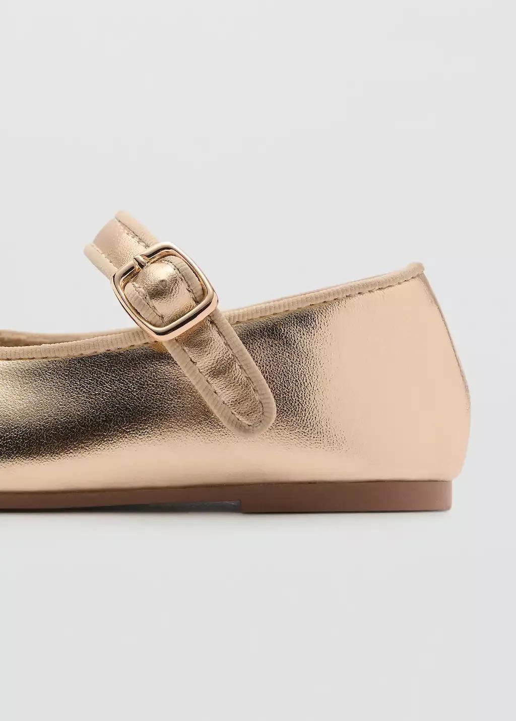 Gold Metallic Strip Ballerinas, Baby Girl, , large image number 2