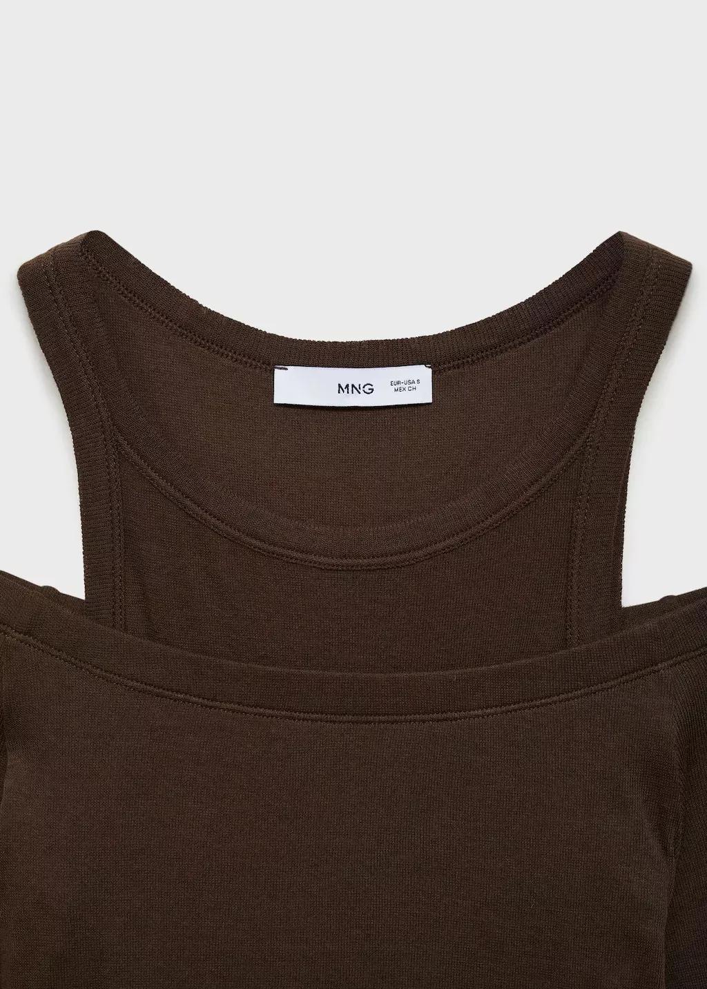 Brown Contrasting Cotton-Blend T-Shirt, , large image number 4