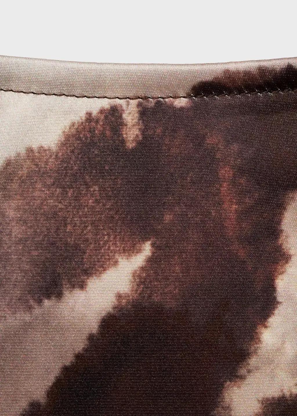 Brown Animal-Print Satin Skirt, , large image number 2