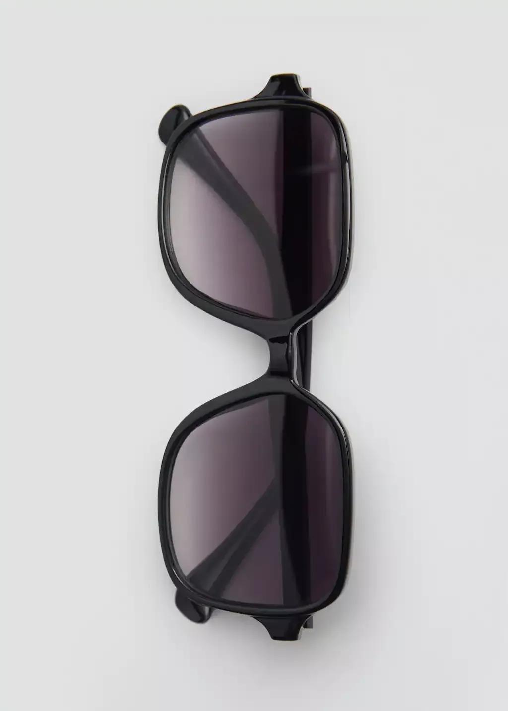 Black Squared Frame Sunglasses, Black, large image number 2
