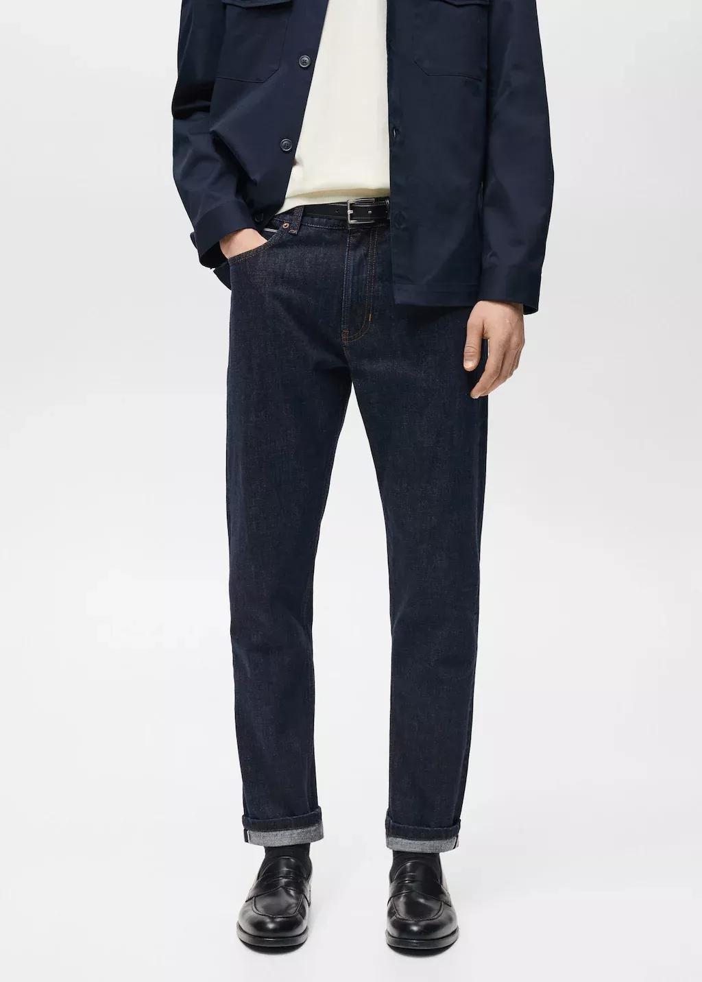 Blue Tapered-Fit Selvedge Jeans, , medium