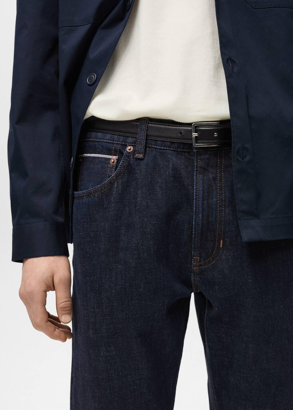 Blue Tapered-Fit Selvedge Jeans, , large image number 1