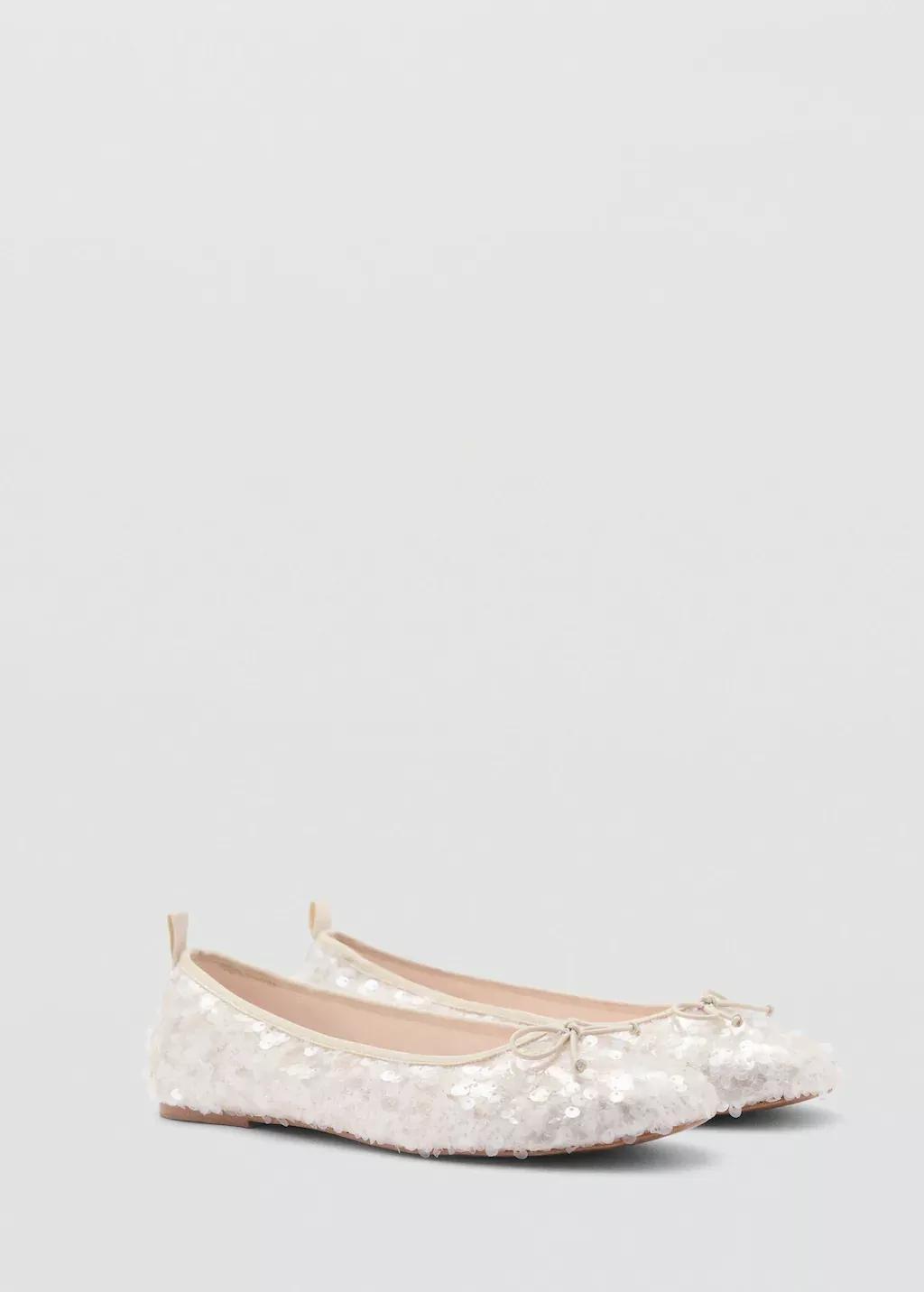 White Sequin Ballerinas, Kids Girl, , large image number 0