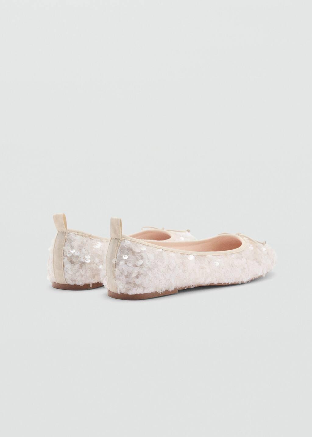 White Sequin Ballerinas, Kids Girl, , large image number 1