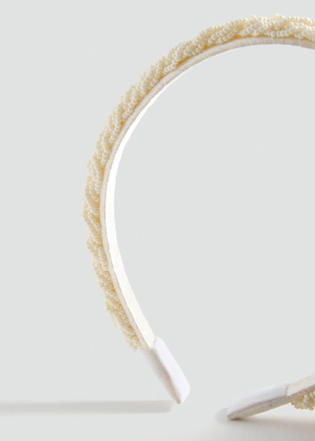 Beige Braided Hairband, Kids Girl, Light Beige, large image number 1