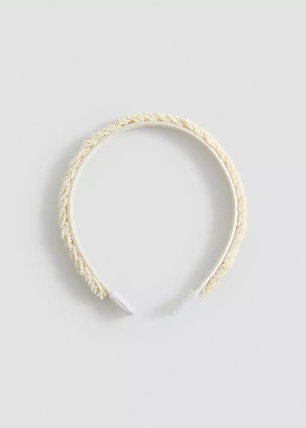 Beige Braided Hairband, Kids Girl, Light Beige, large image number 3