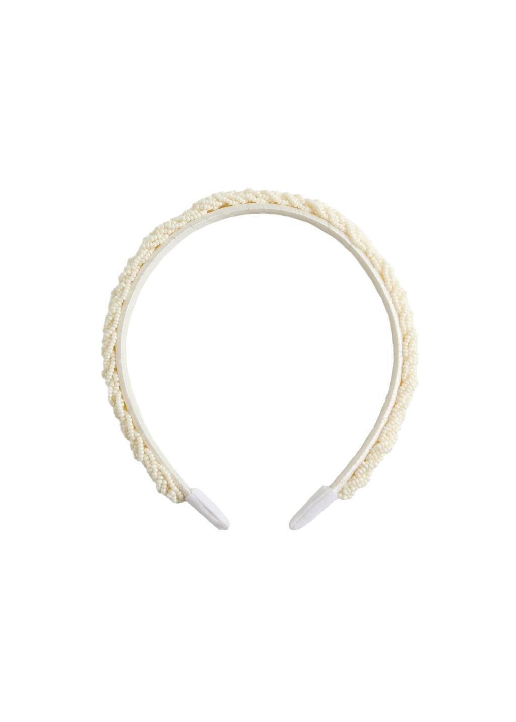 Beige Braided Hairband, Kids Girl, Light Beige, large image number 3