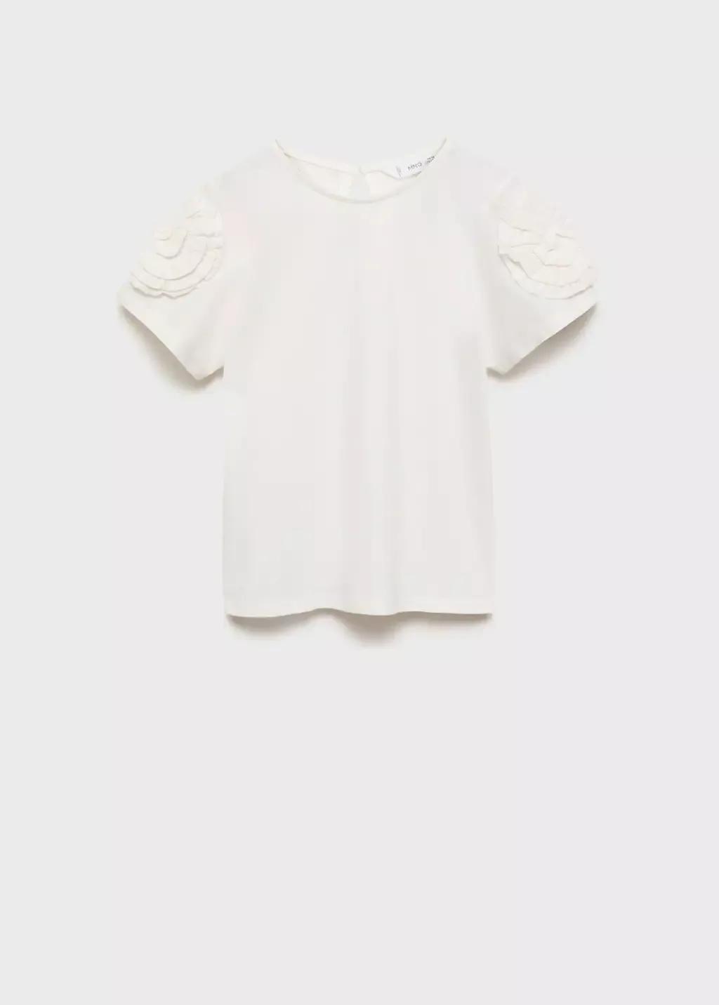 White Embossed Detail Printed T-Shirt, Kids Girl, , medium