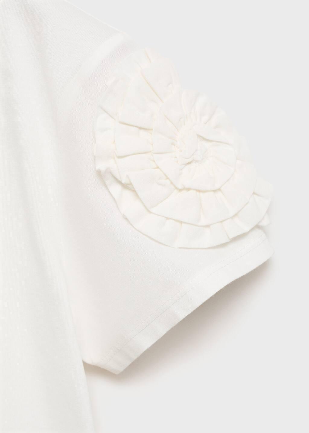 White Embossed Detail Printed T-Shirt, Kids Girl, Natural White, large image number 2