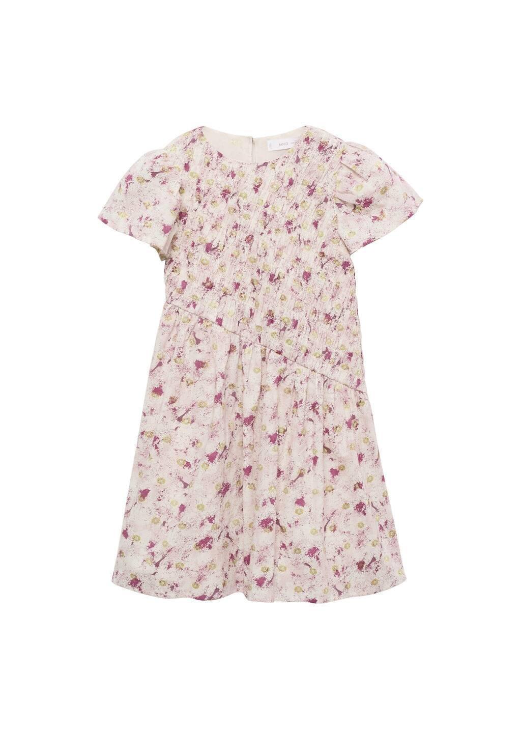 Pink Printed Short Dress, Kids Girl, , medium