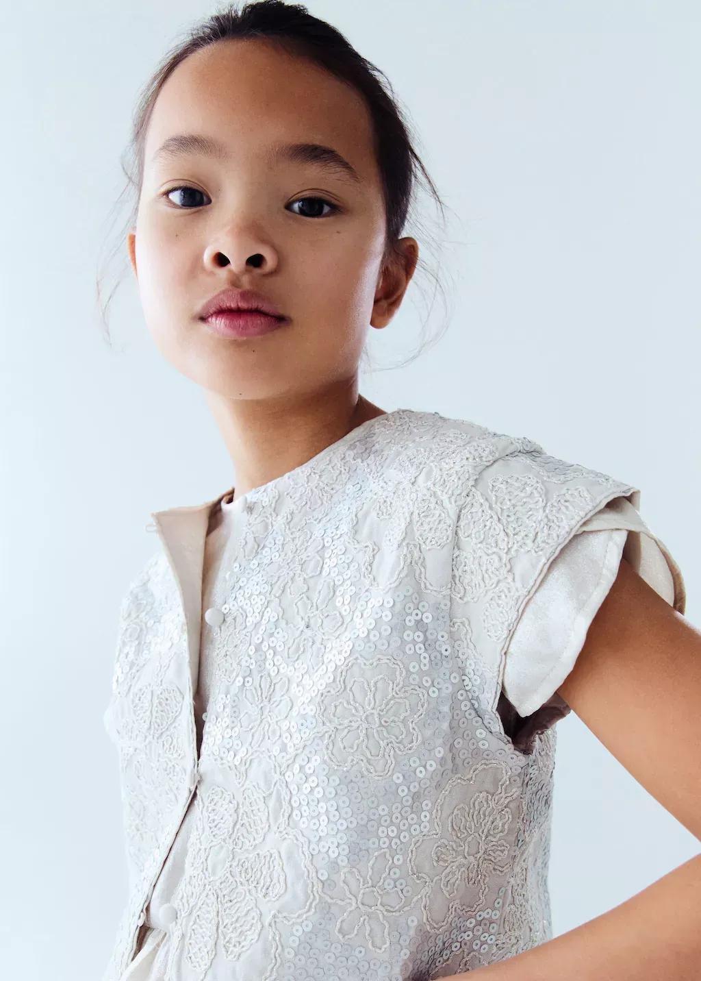 Grey Lt Pastel Dress With Gathered Waist, Kids Girl, , large image number 2