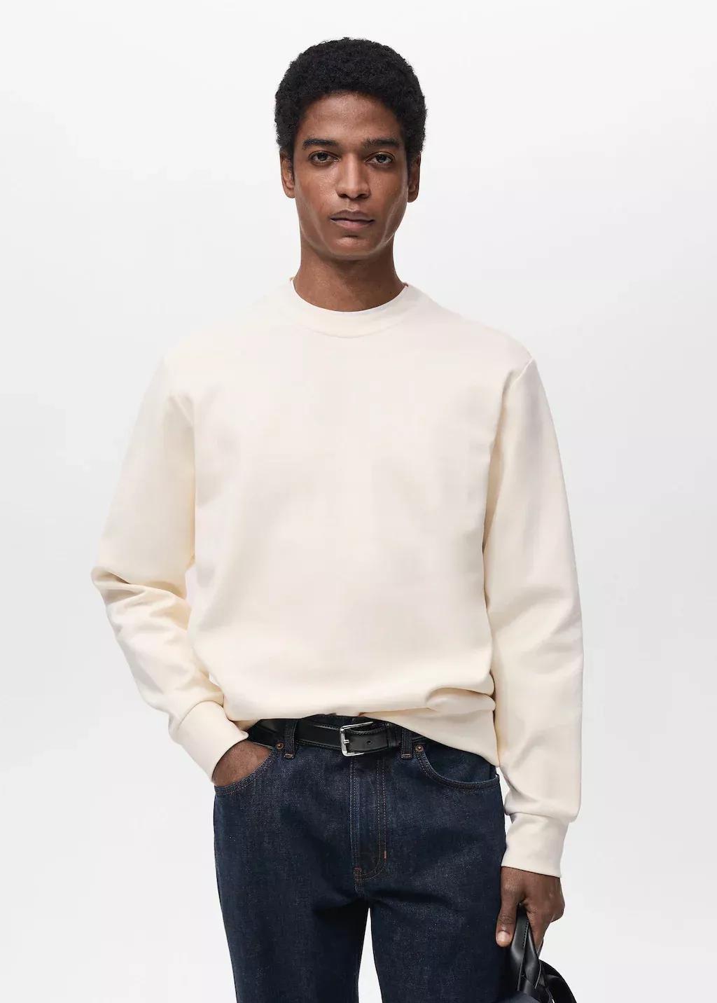 White Regular-Fit Cotton Sweatshirt, , large image number 0