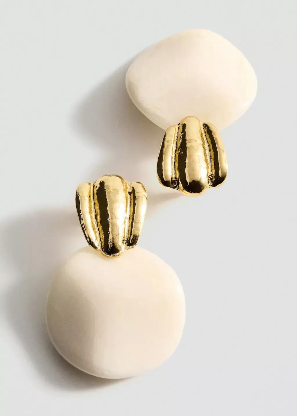 Beige Combined-Relief Earrings, , medium