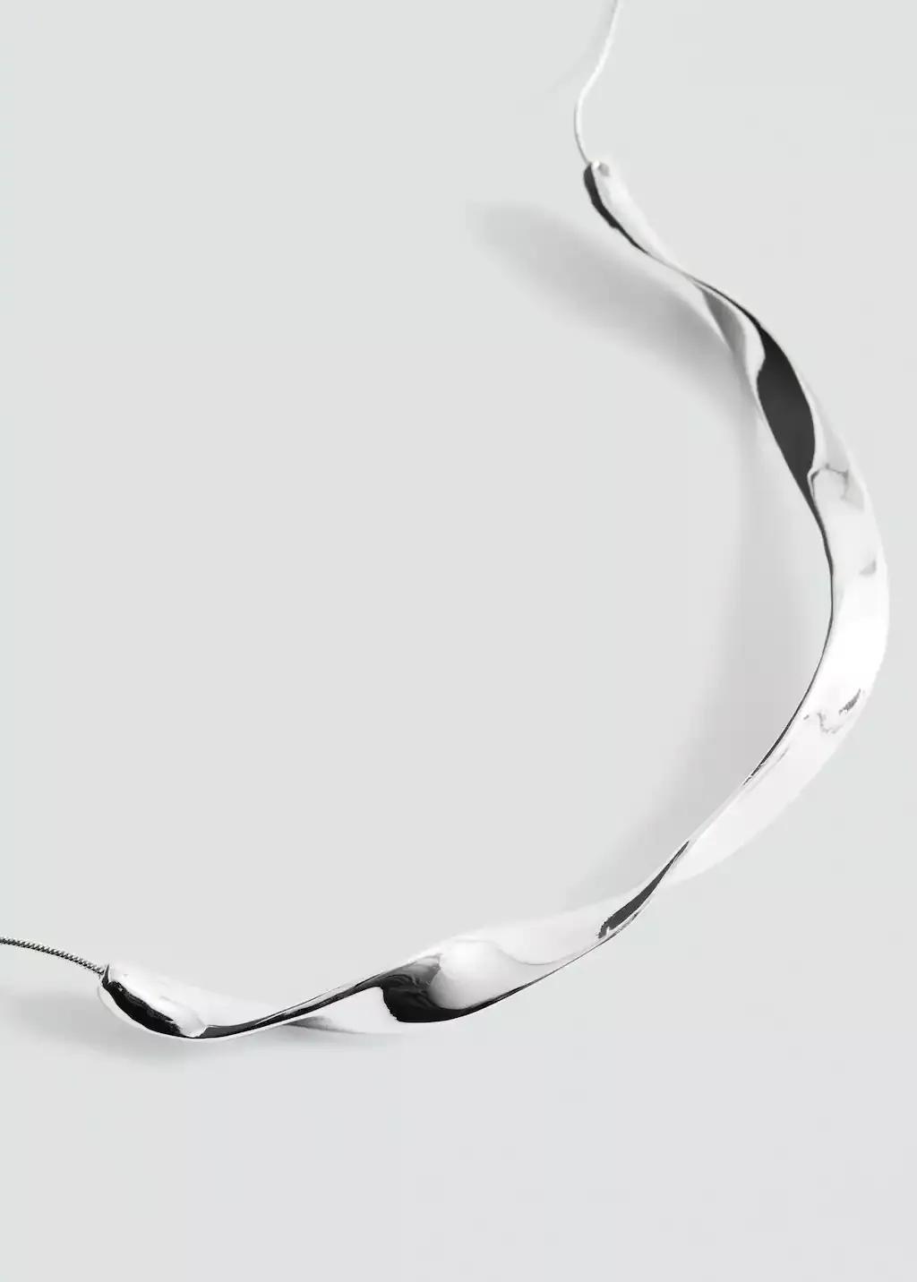 Silver Wavy-Design Necklace, Silver, medium