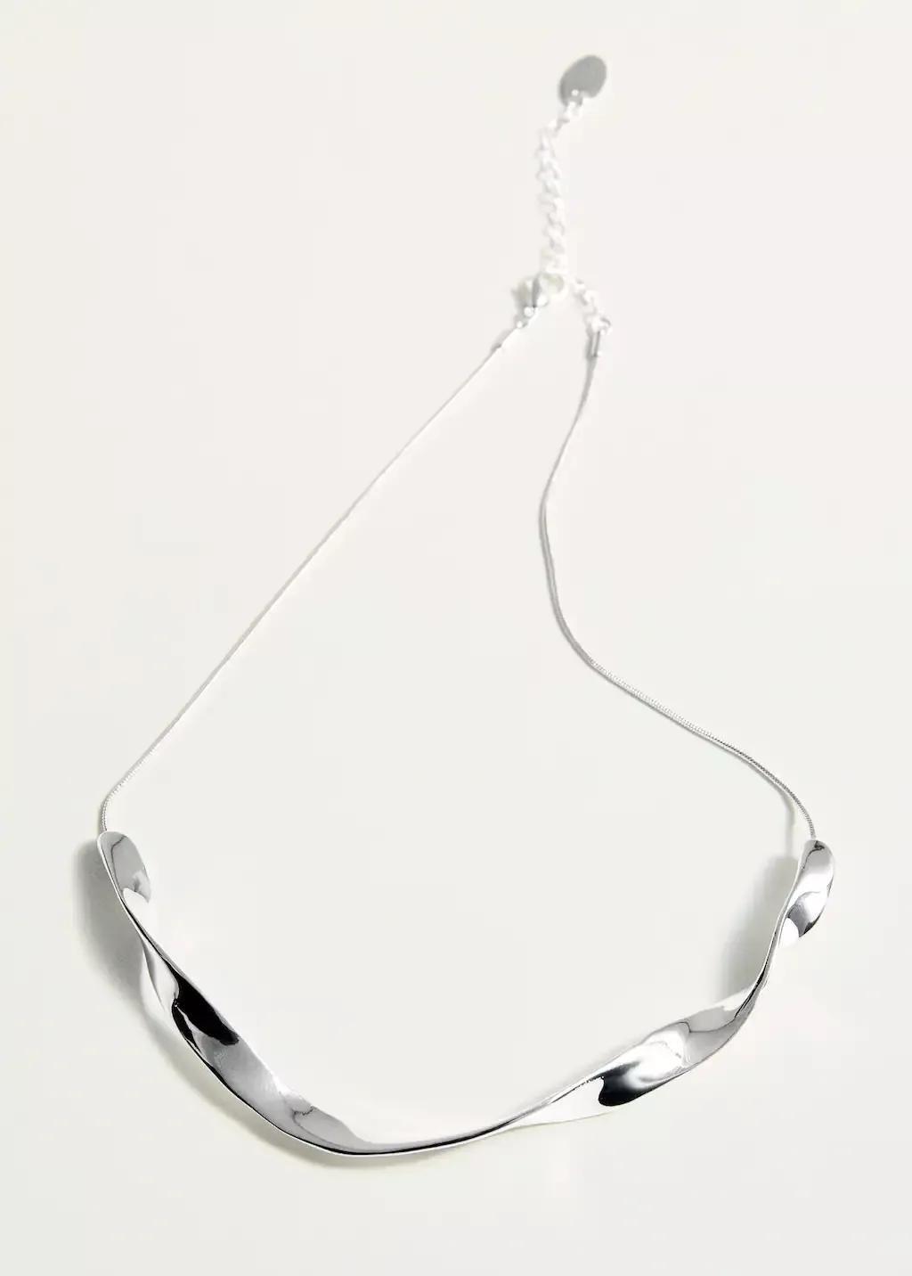 Silver Wavy-Design Necklace, Silver, large image number 1