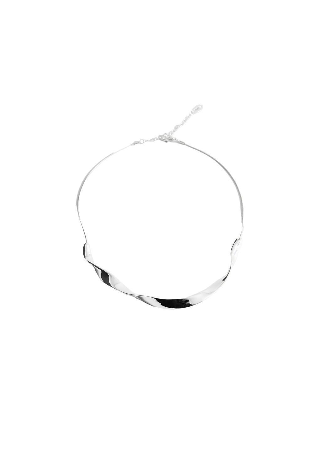 Silver Wavy-Design Necklace, Silver, large image number 2