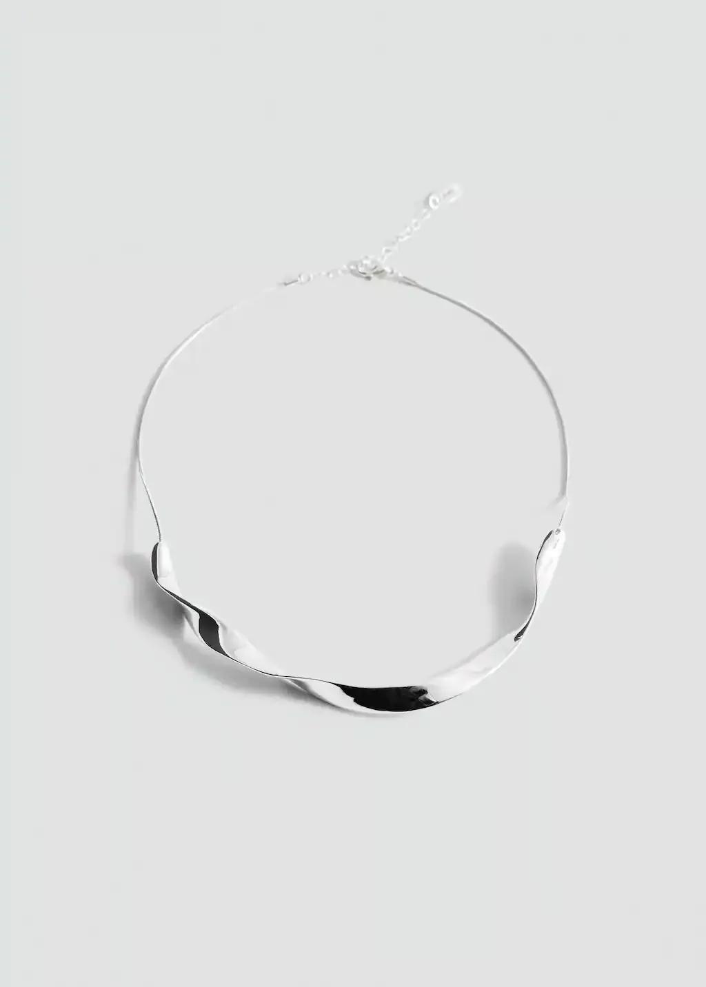Silver Wavy-Design Necklace, Silver, large image number 4