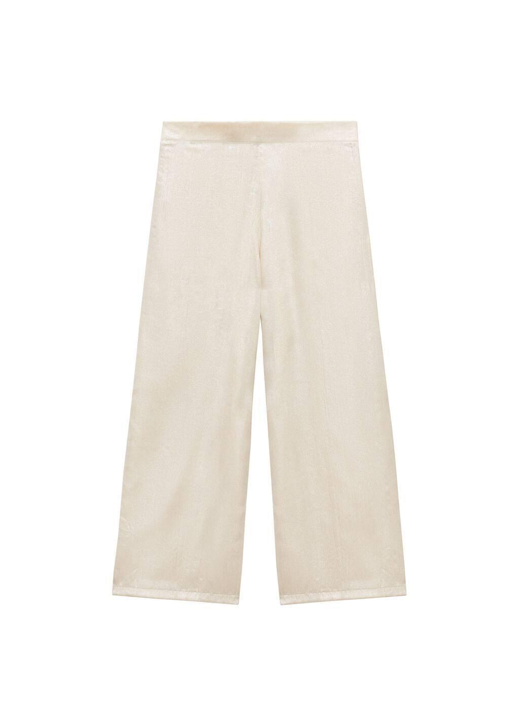Beige Metallic Straight-Fit Trousers, Kids Girl, , medium