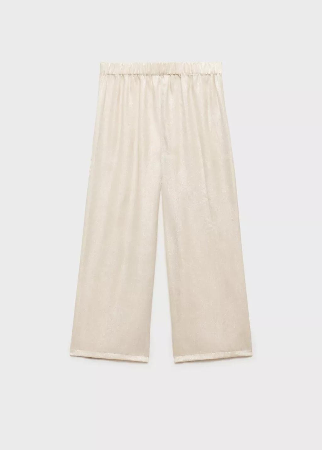 Beige Metallic Straight-Fit Trousers, Kids Girl, , large image number 1