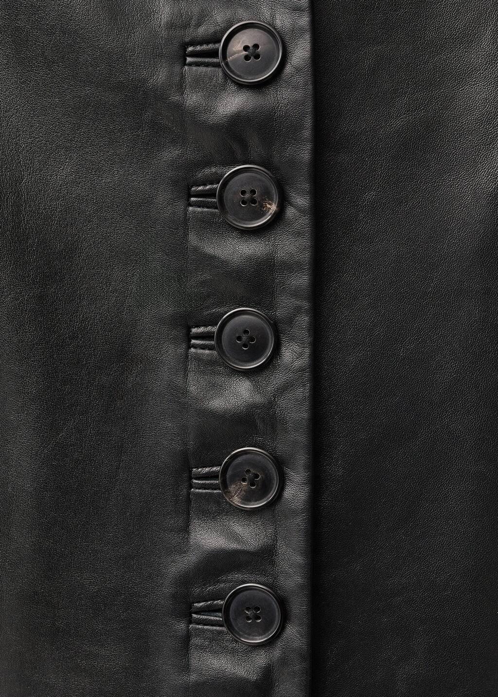 Black Leather Jacket With Buttons, , large image number 5