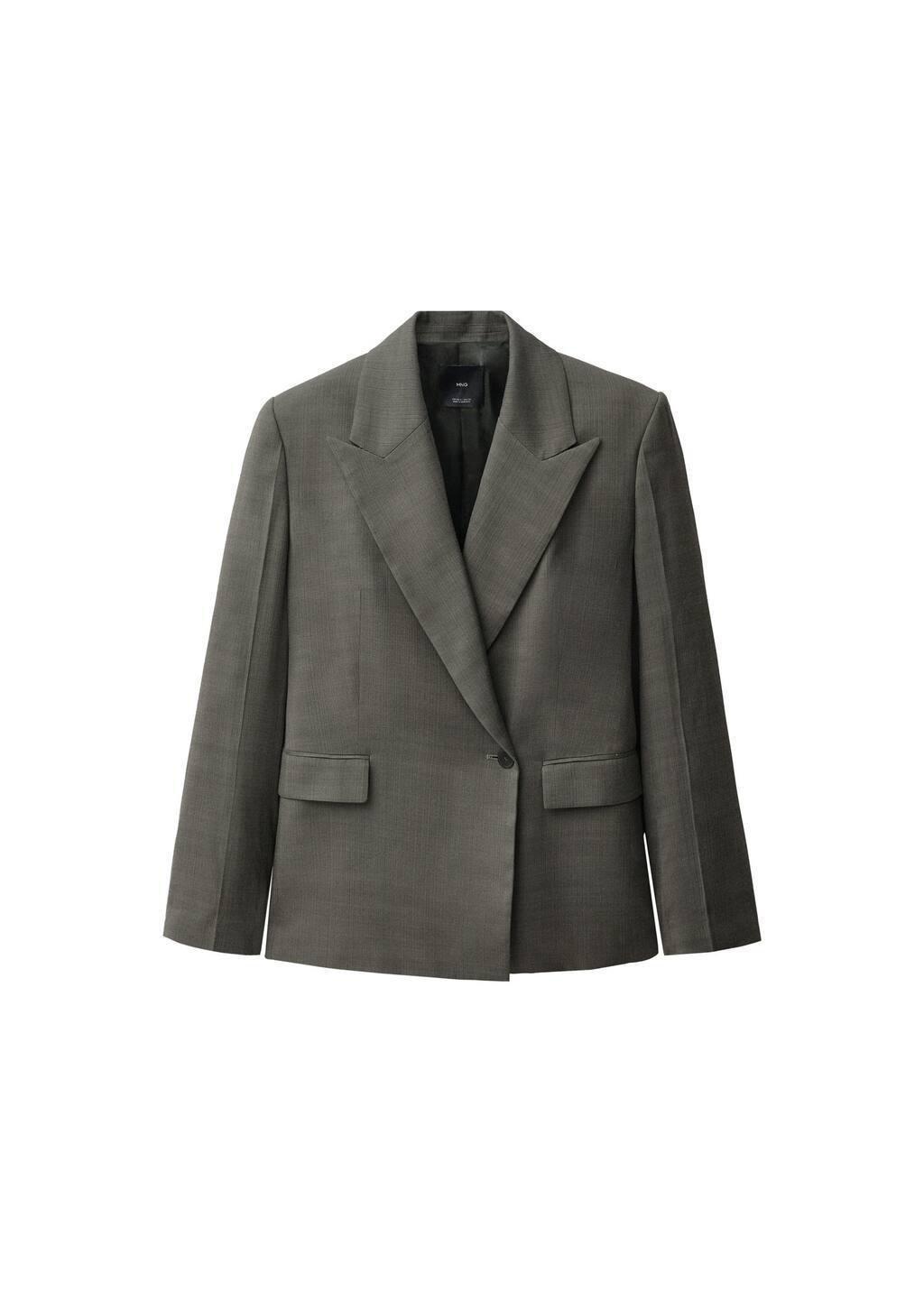 Khaki Oversized Double-Breasted Suit Jacket, , large image number 3