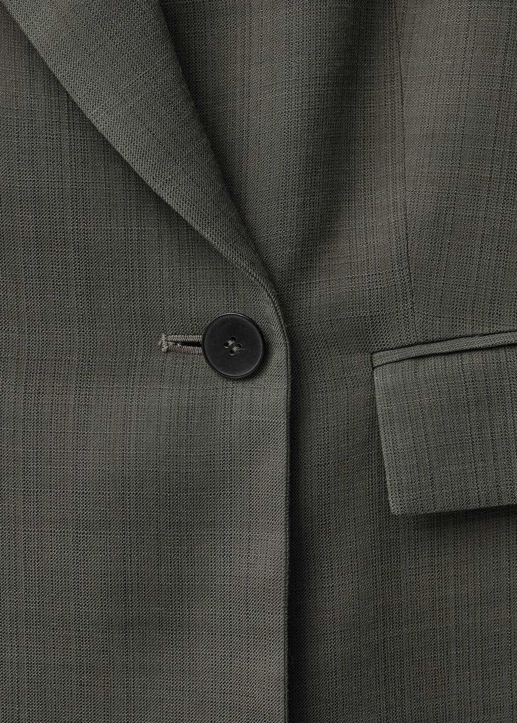 Khaki Oversized Double-Breasted Suit Jacket, , large image number 4