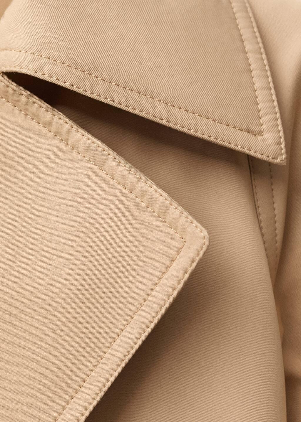 Beige Long Oversized Cotton Trench Coat, , large image number 5