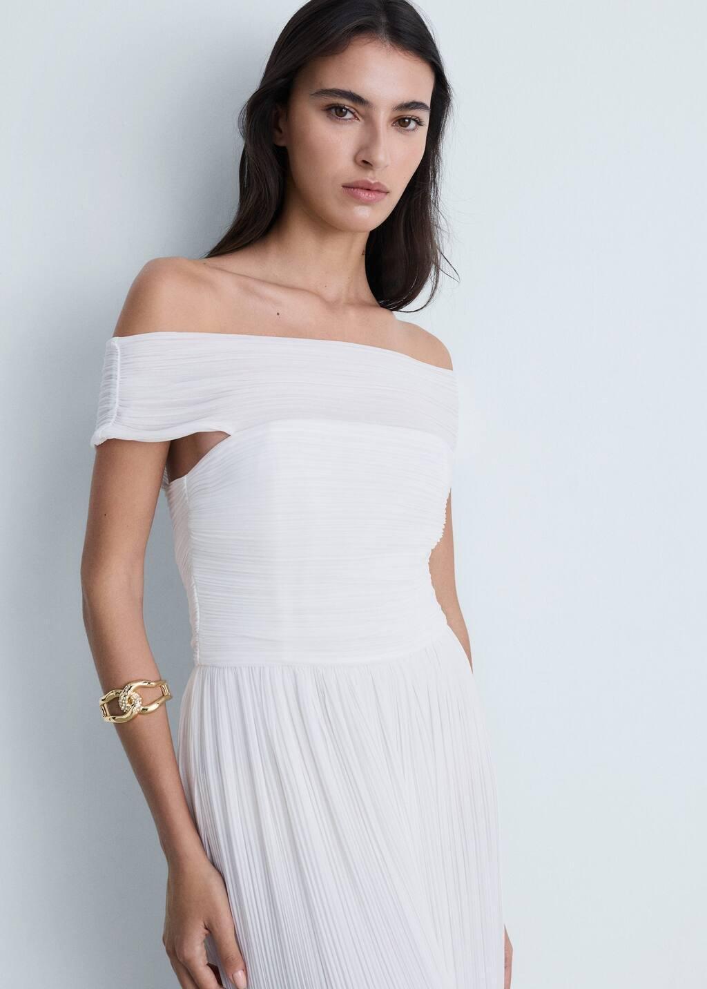 White Cutout Bardot Maxi Dress, , medium