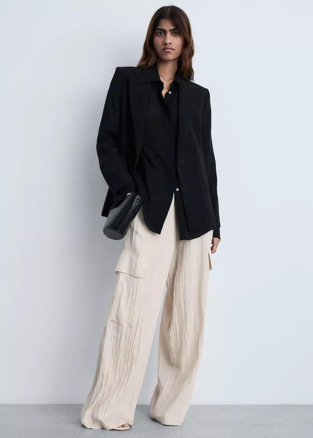 Brown Lt Pastel Textured Cargo Trousers, , large image number 1