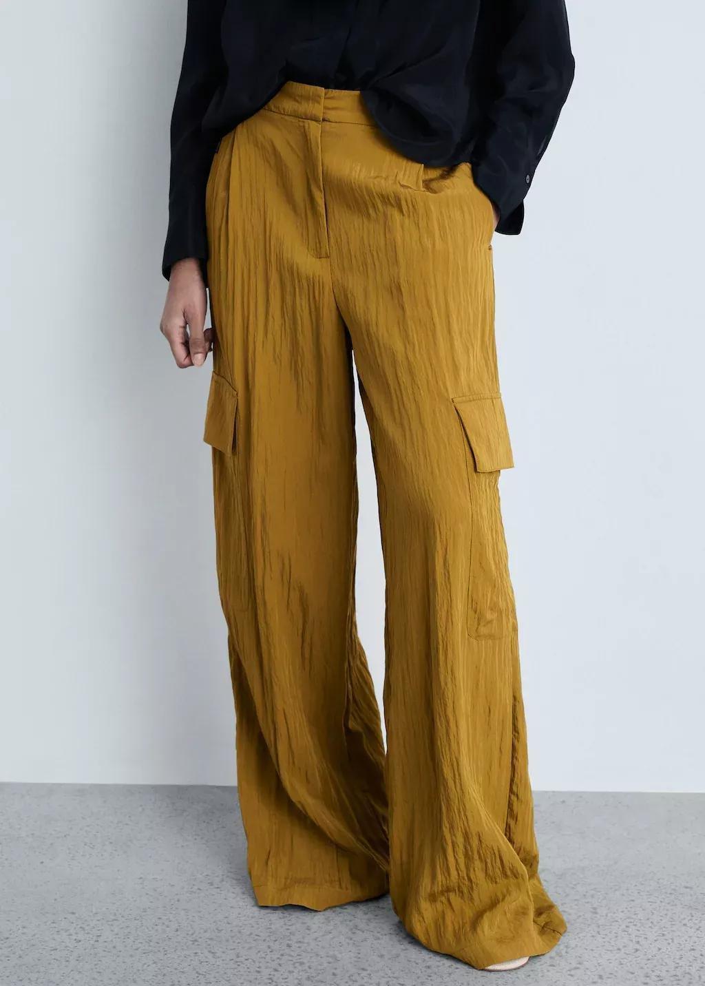 Green Textured Cargo Trousers, , medium