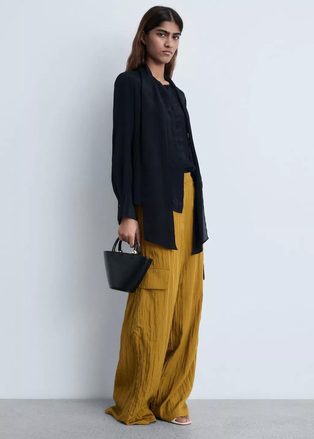 Green Textured Cargo Trousers, , large image number 1