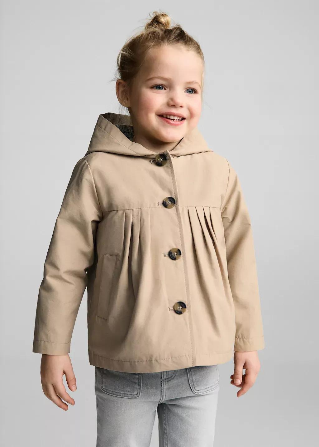 Brown Lt Pastel Hooded Jacket, Baby Girl, , large image number 0