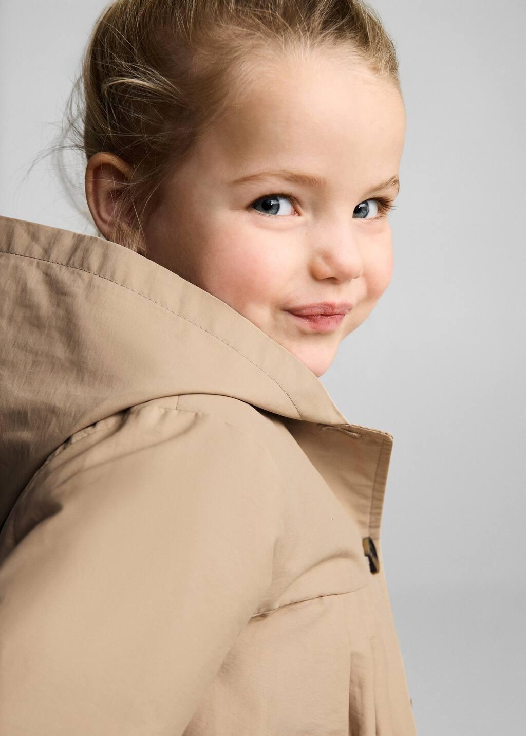 Brown Lt Pastel Hooded Jacket, Baby Girl, , large image number 1