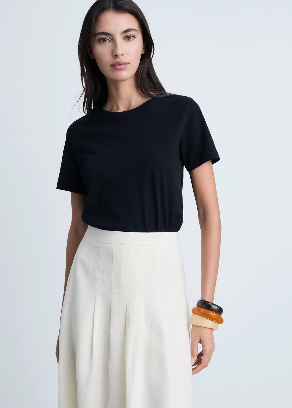 Yellow Long Linen Skirt With Darts, , large image number 1