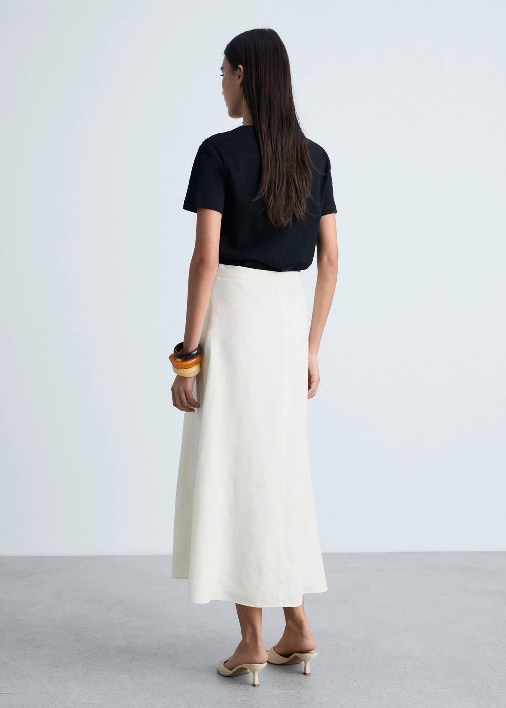 Yellow Long Linen Skirt With Darts, , large image number 4
