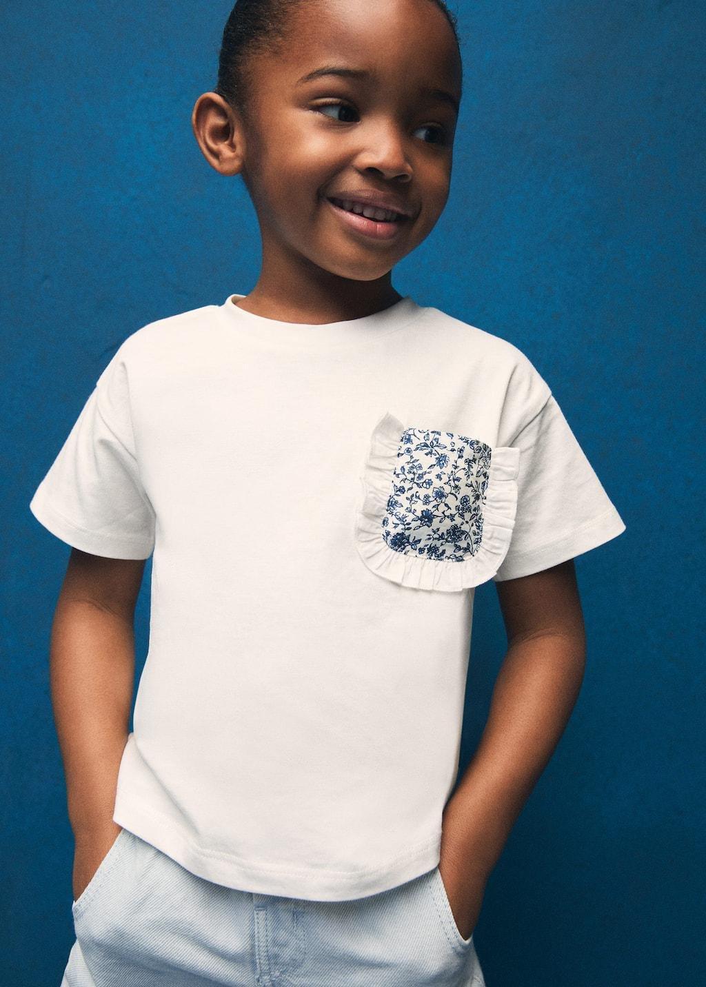 White Patch Pocket T-Shirt, Baby Girl, , large image number 5
