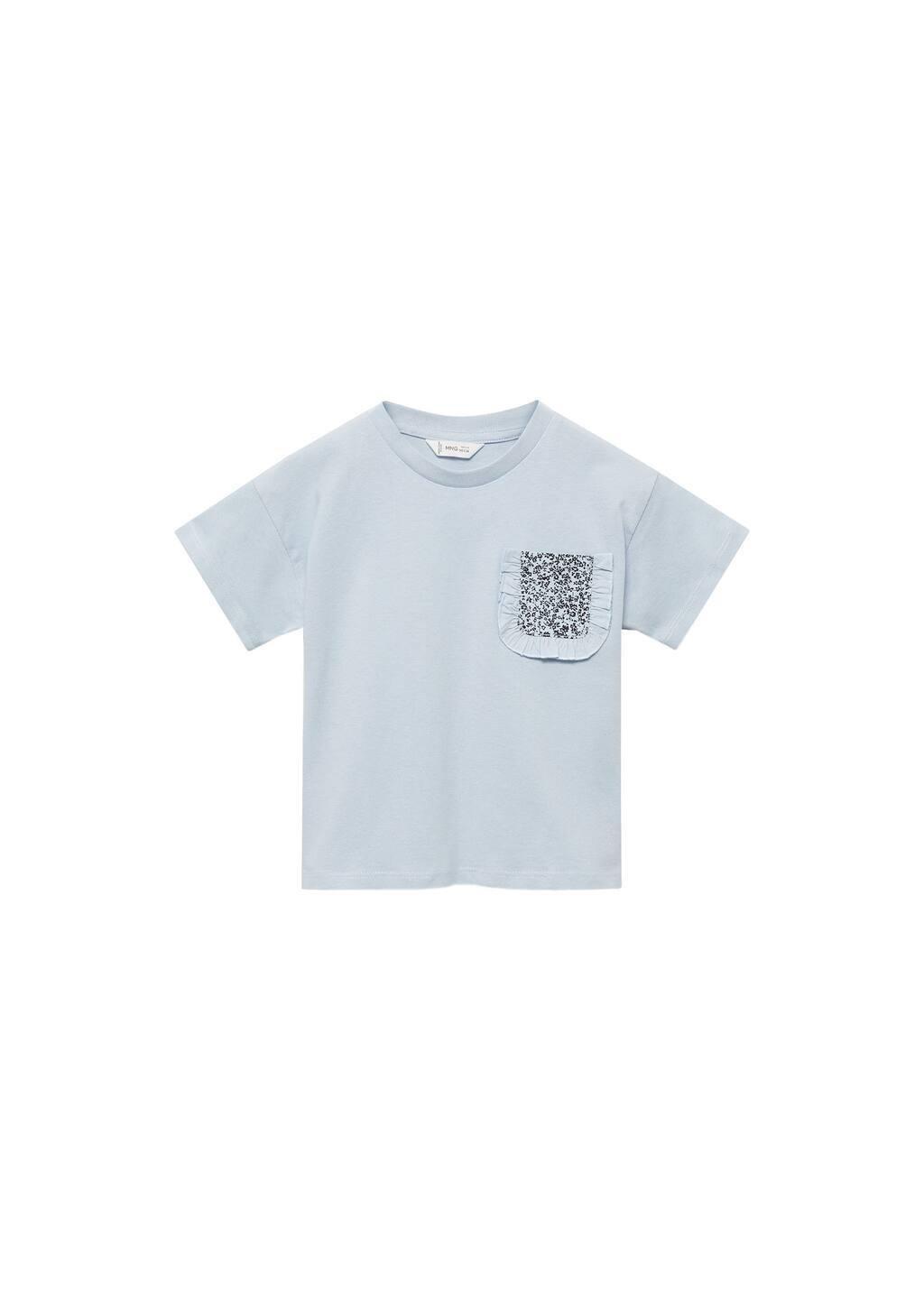 Blue Lt Pastel Patch Pocket T-Shirt, Baby Girl, , large image number 0