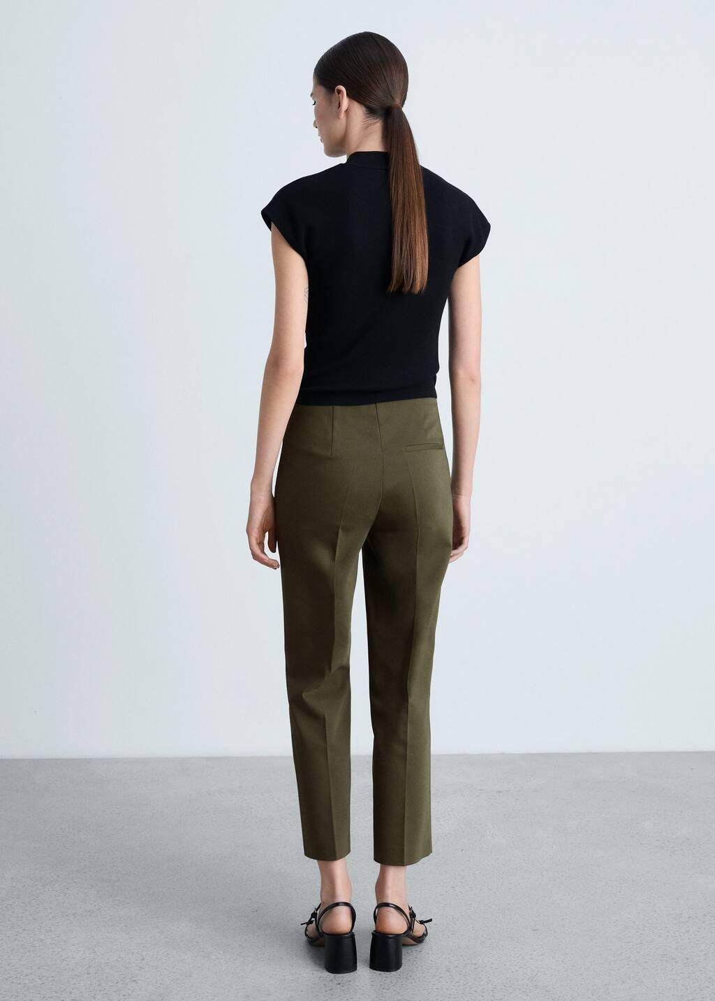 Beige Plain Formal Cropped Trousers, , large image number 8