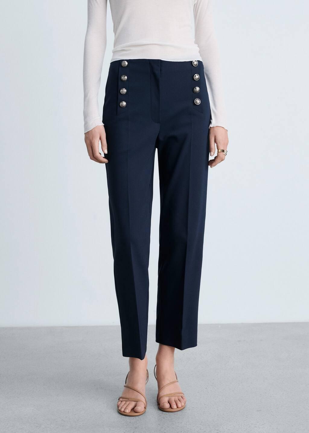 Navy Plain Formal Trousers, , large image number 0