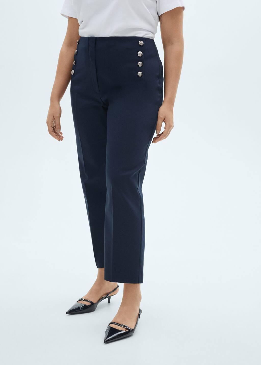 Navy Plain Formal Trousers, , large image number 5